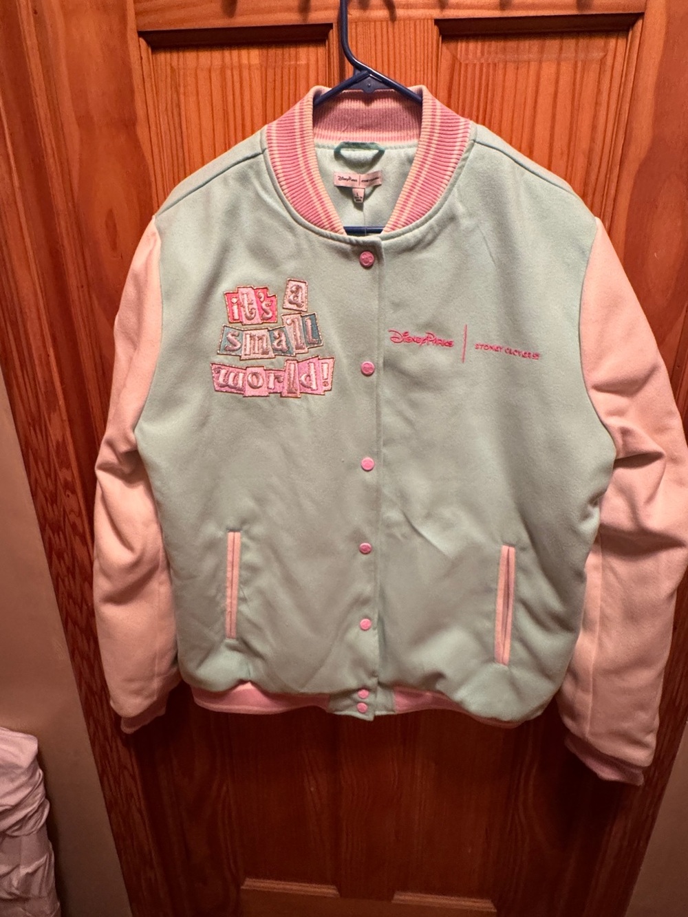 New Disney x Stoney Clover Ln It's a small world Varsity Jacket Size: L Large